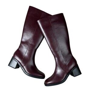 Nobo No Boundaries Burgundy Tall Block Heel Memory Foam Boots  Size 7  NWT